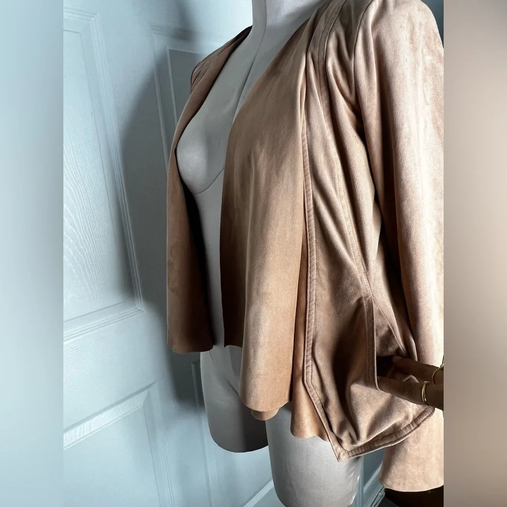 Hutch Women's Open Drape Front Suede Jacket Sz XS Blush Pink